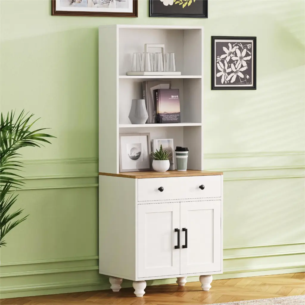 Farmhouse Storage Cabinet 4 Solid Wood Gourd Influenced Legs Modern Design on-trend