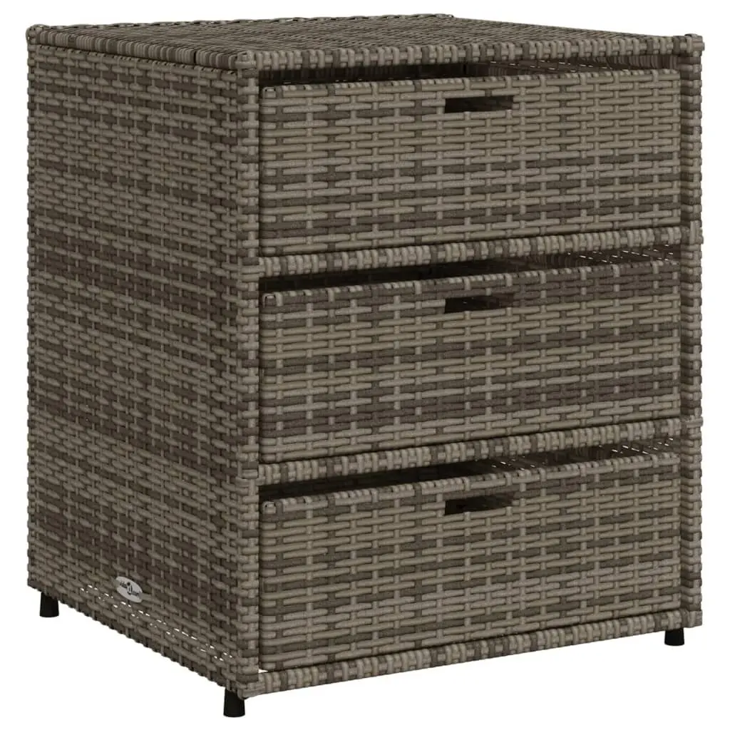 Patio Storage Cabinet Gray 21.7x23.2x27.2 Inch Poly Rattan Outdoor Organizer