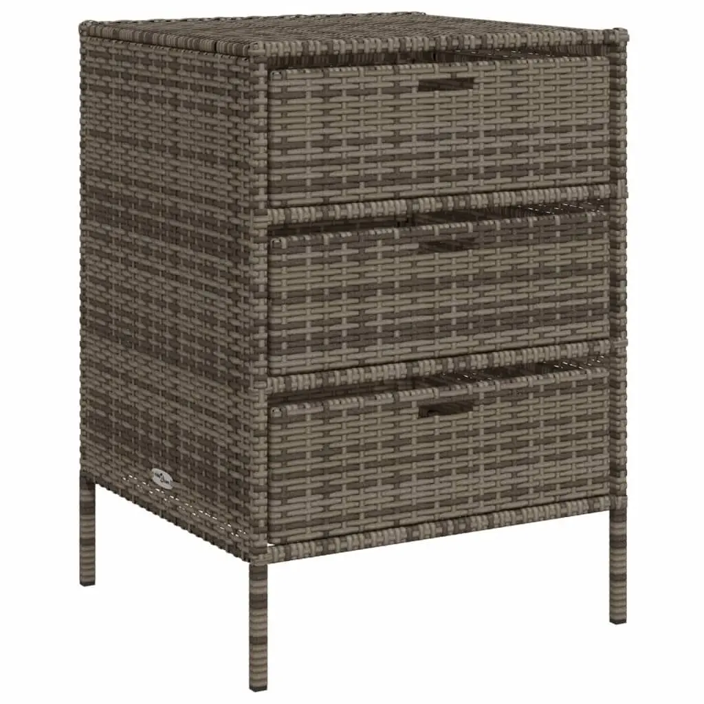 Patio Storage Cabinet Gray 21.7x23.2x31.5 Inch Poly Rattan Lockable Doors