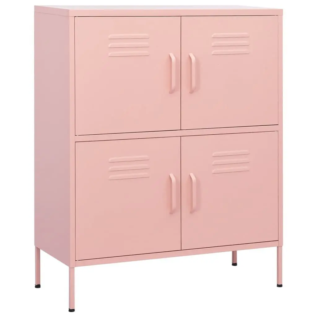 Pink Steel Storage Cabinet 31.5x13.8x40 Inches Kids Room Organization