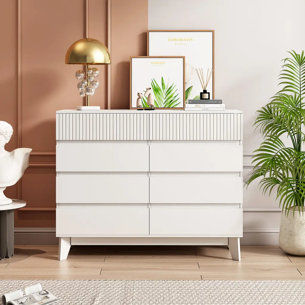 8 Drawer Storage Cabinet Decorative Finish Bedroom or Living Room rnb
