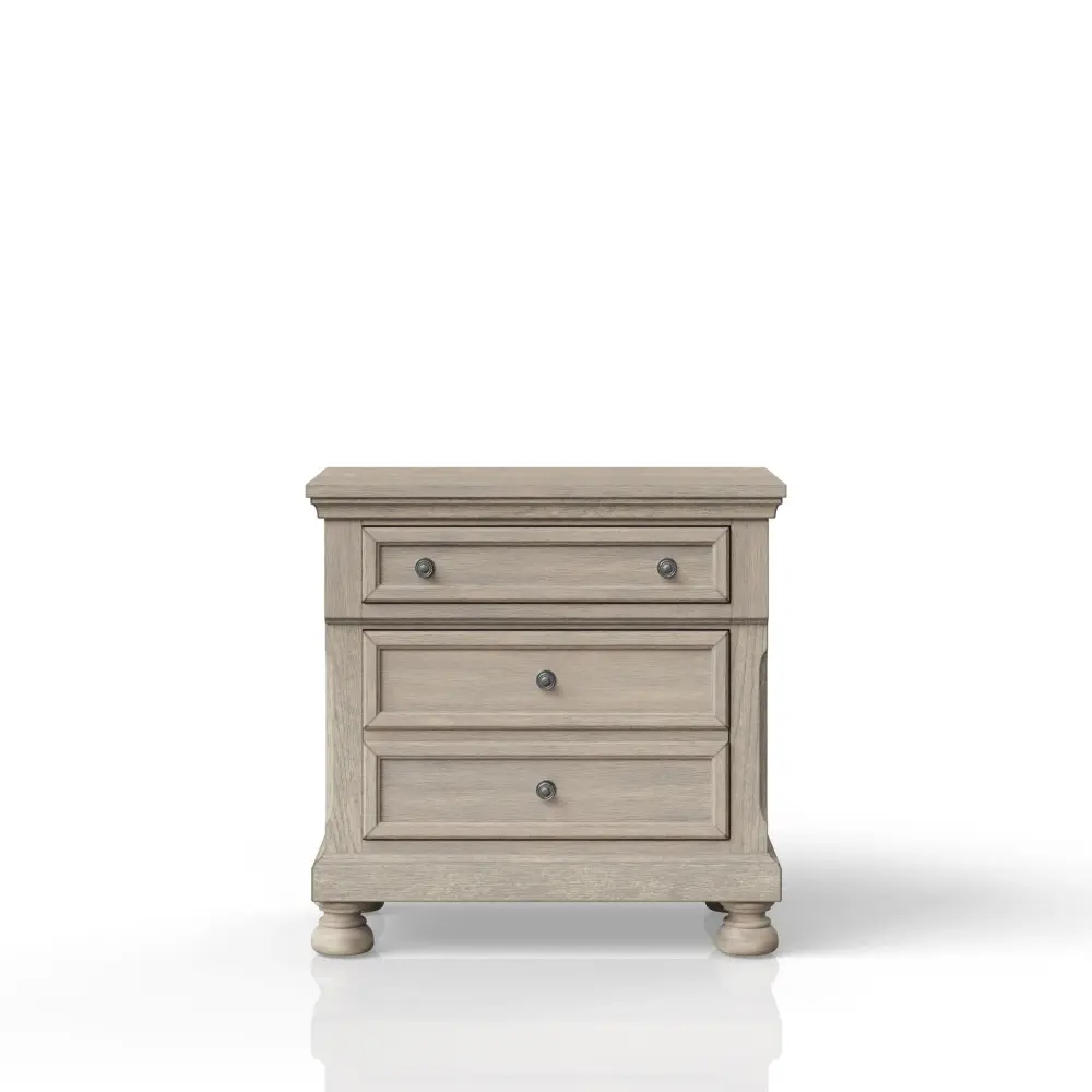 Solid Wood Nightstand Two Storage Drawers