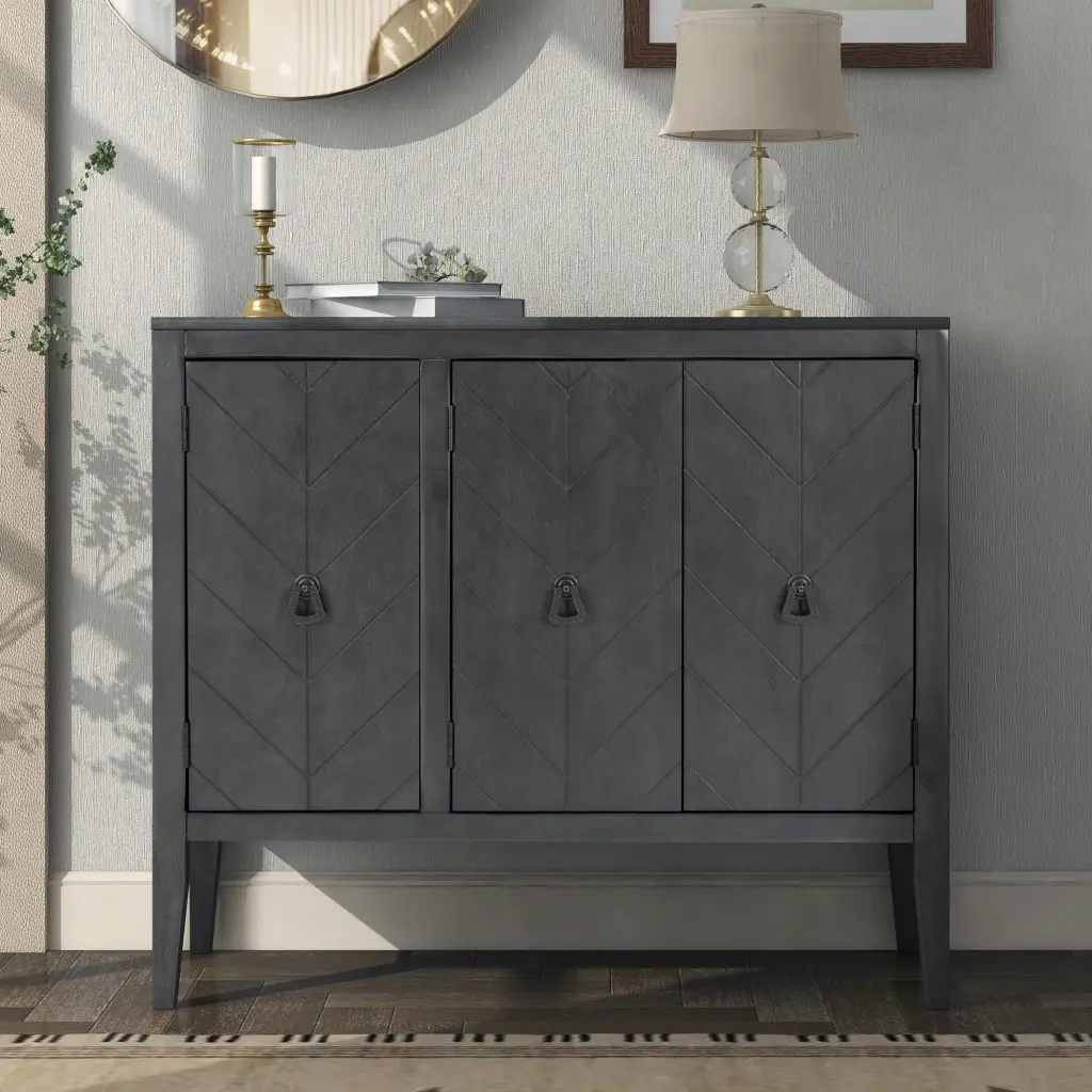 Timberen Accent Storage Cabinet Customizable Shelf Antique Gray u_style