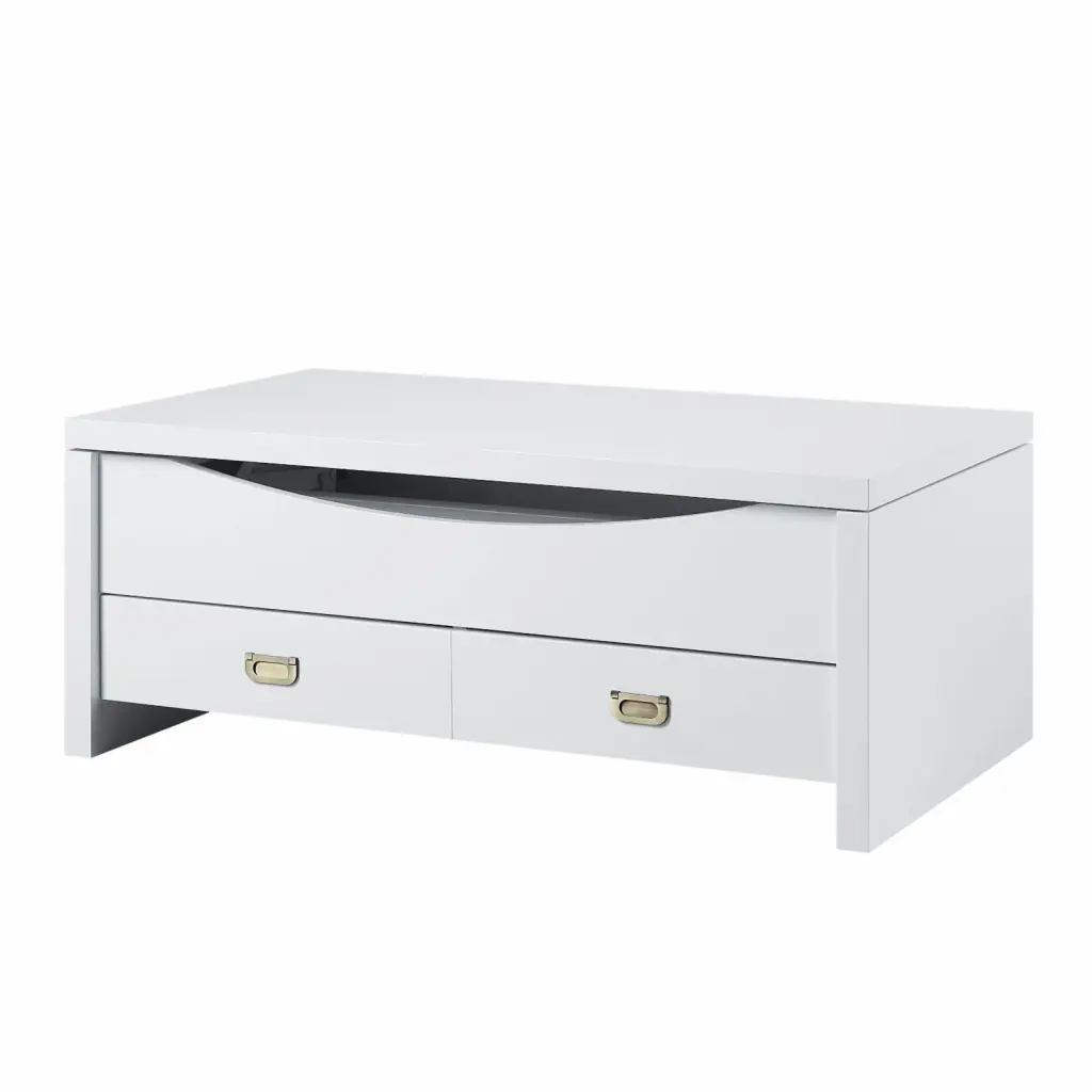 ACME Ramiel 2-Drawer Wooden Coffee Table High Gloss White Acme Furniture