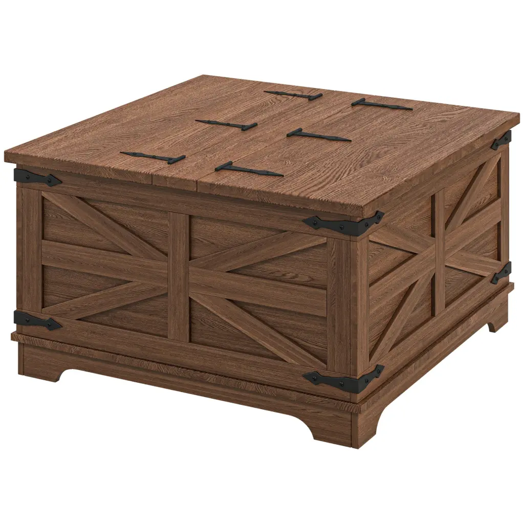 Homcom Farmhouse Coffee Table Storage Center Table Hinged Lift Top aosom business
