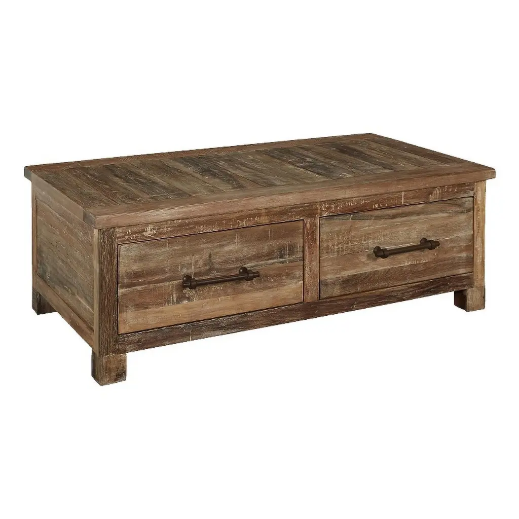 Ashley Furniture Randale Wood Coffee Table Storage Dark Brown