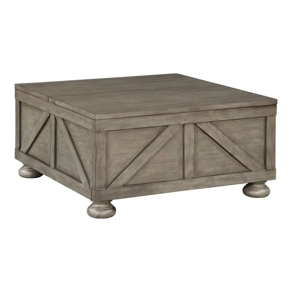 Bowery Hill Contemporary Wood Hidden Storage Coffee Table Gray