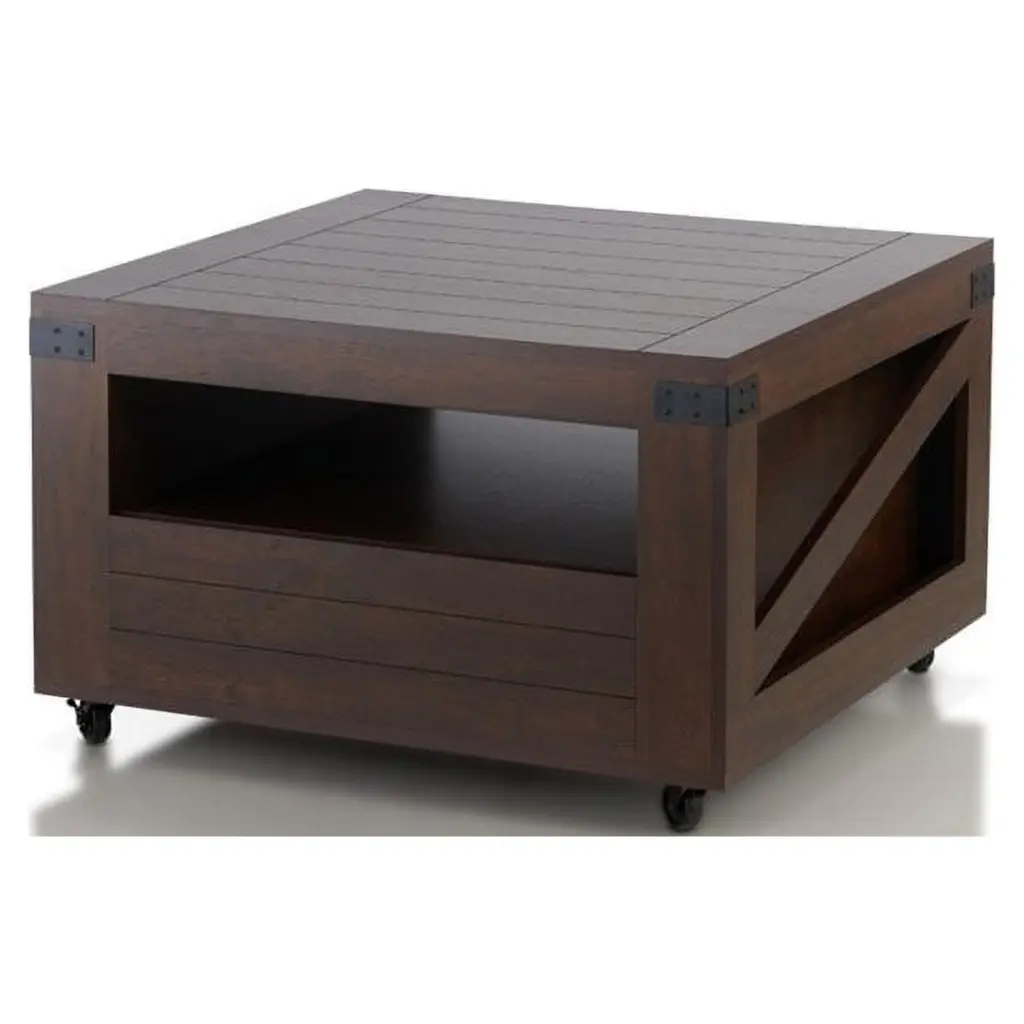 Bowery Hill Square Wood Storage Coffee Table Vintage Walnut