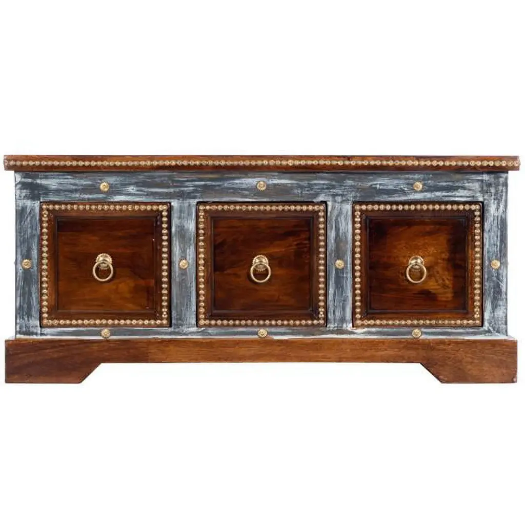 17.5 x 39.25 x 33.25 Wood Hand Painted Storage Coffee Table Brown Fancy Fixtures