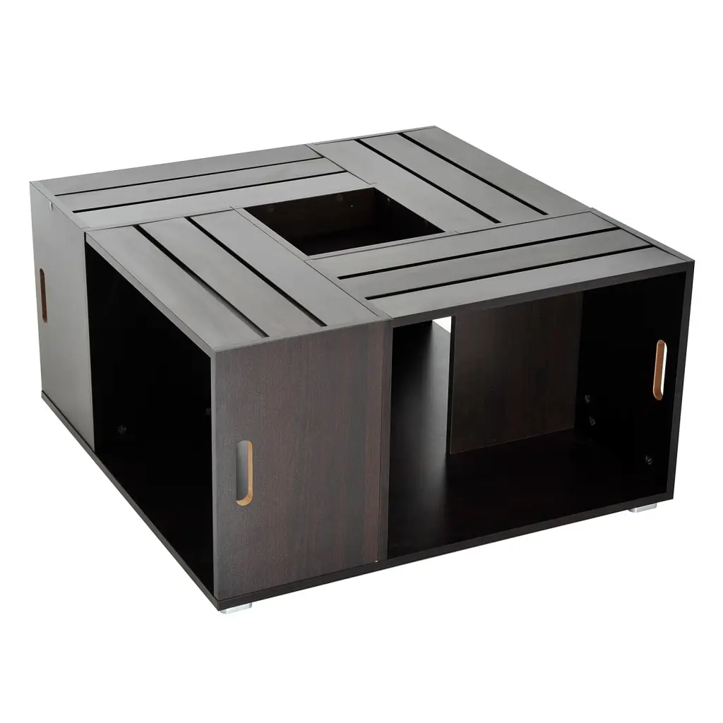 HomCom Wooden Coffee Table Storage Compartment Dark Walnut