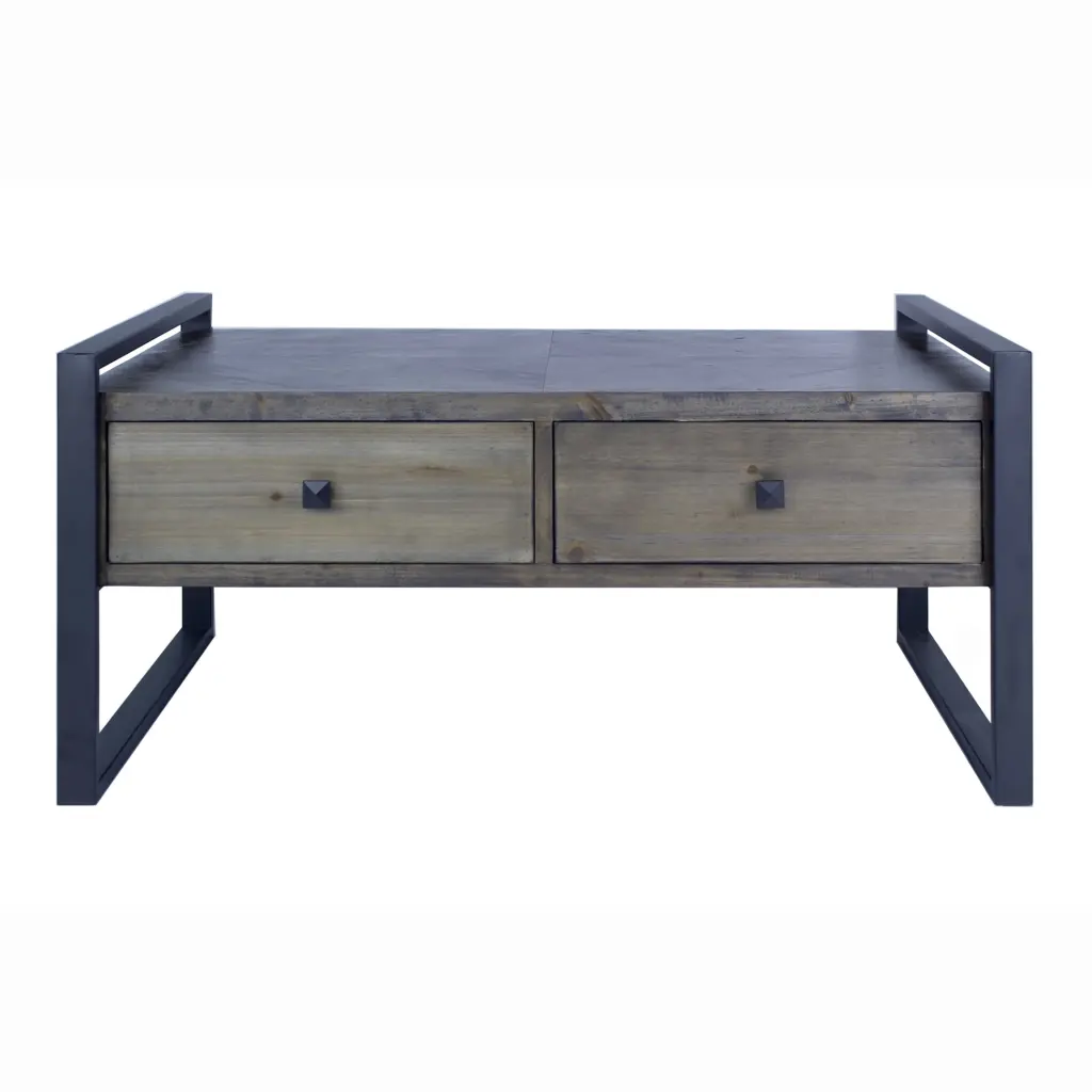 39.75 Red Metal Wood and MDF Coffee Table 4 Drawers HomeRoots