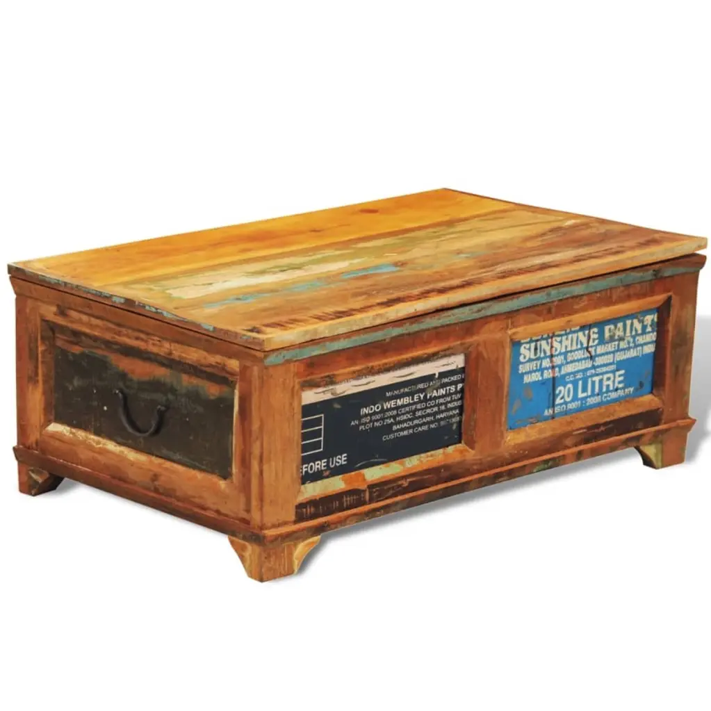 Coffee Table Storage Vintage Reclaimed Wood Living Room Htovila