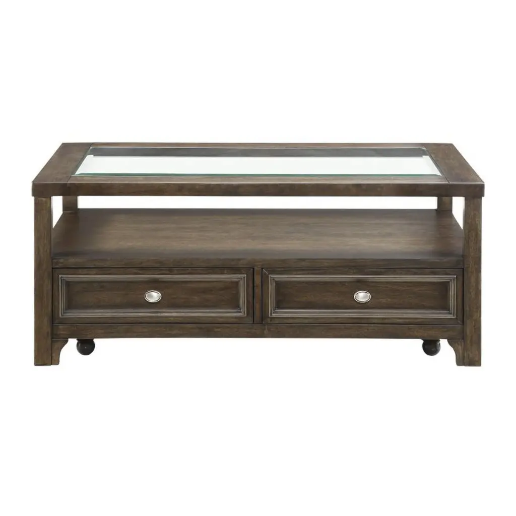 Lexicon Auburn Wood 2 Drawer Coffee Table Brown Cherry Finish