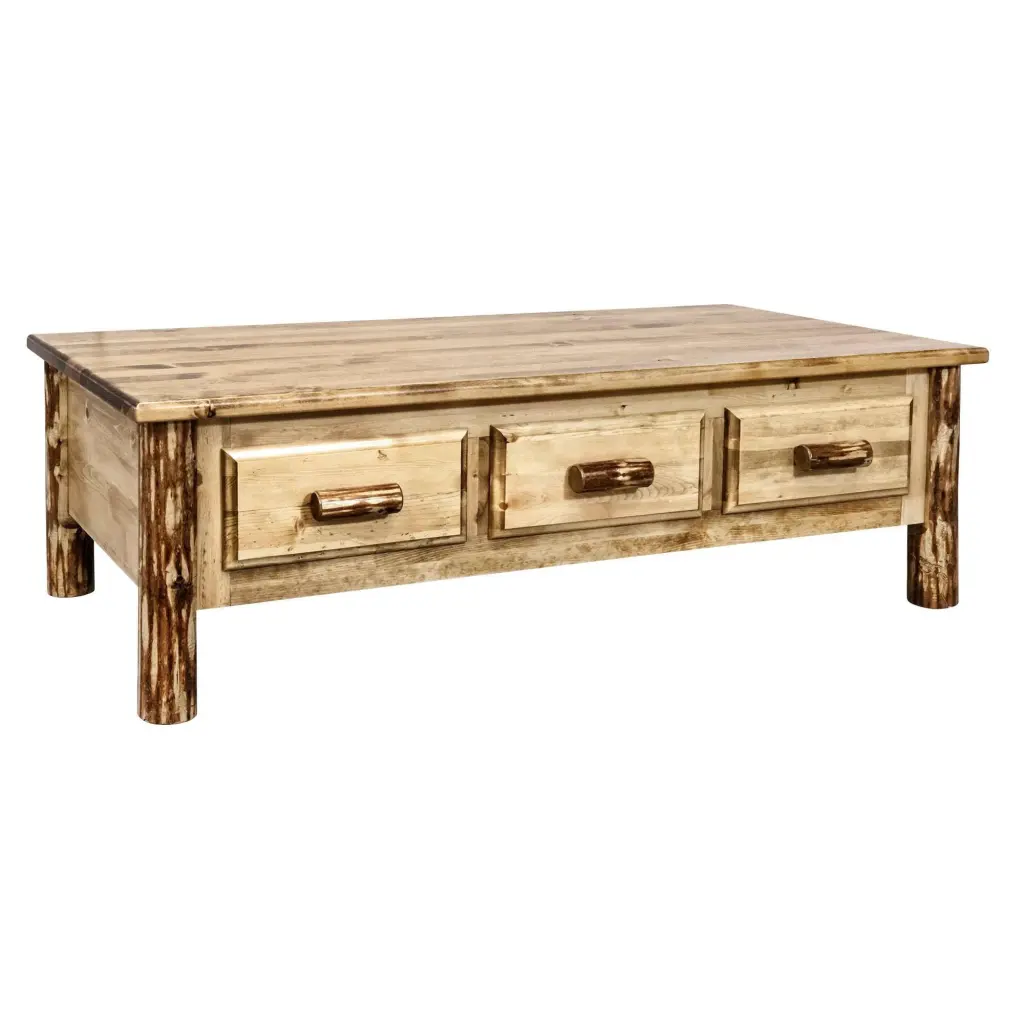 Glacier Country Collection Large Coffee Table 6 Drawers Montana Woodworks