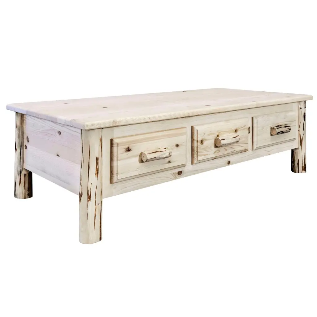 Montana Collection Large Coffee Table 6 Drawers Ready to Finish - Customizable Storage Table Montana Woodworks