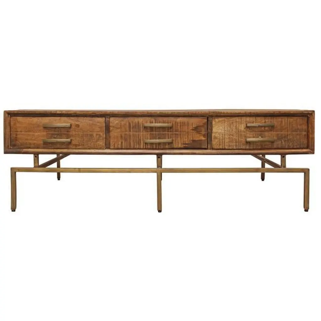 Goldbust Solid Wood 6 Drawer Cocktail Table Brown Finish MOTI Furniture