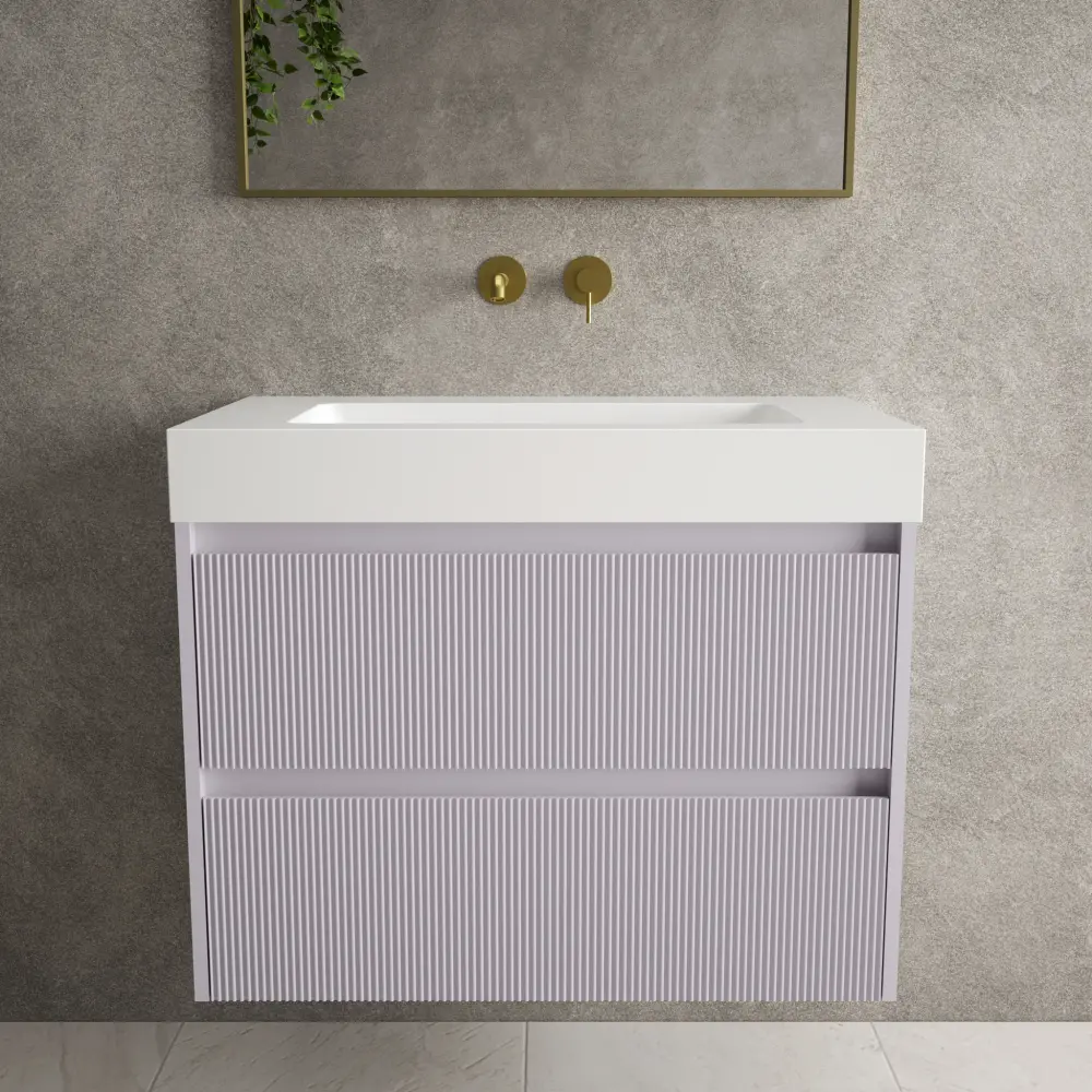 Scanalato Dual Drawer Vanity Unit Beyondstone BLOC Basin - Soft Violet 800mm