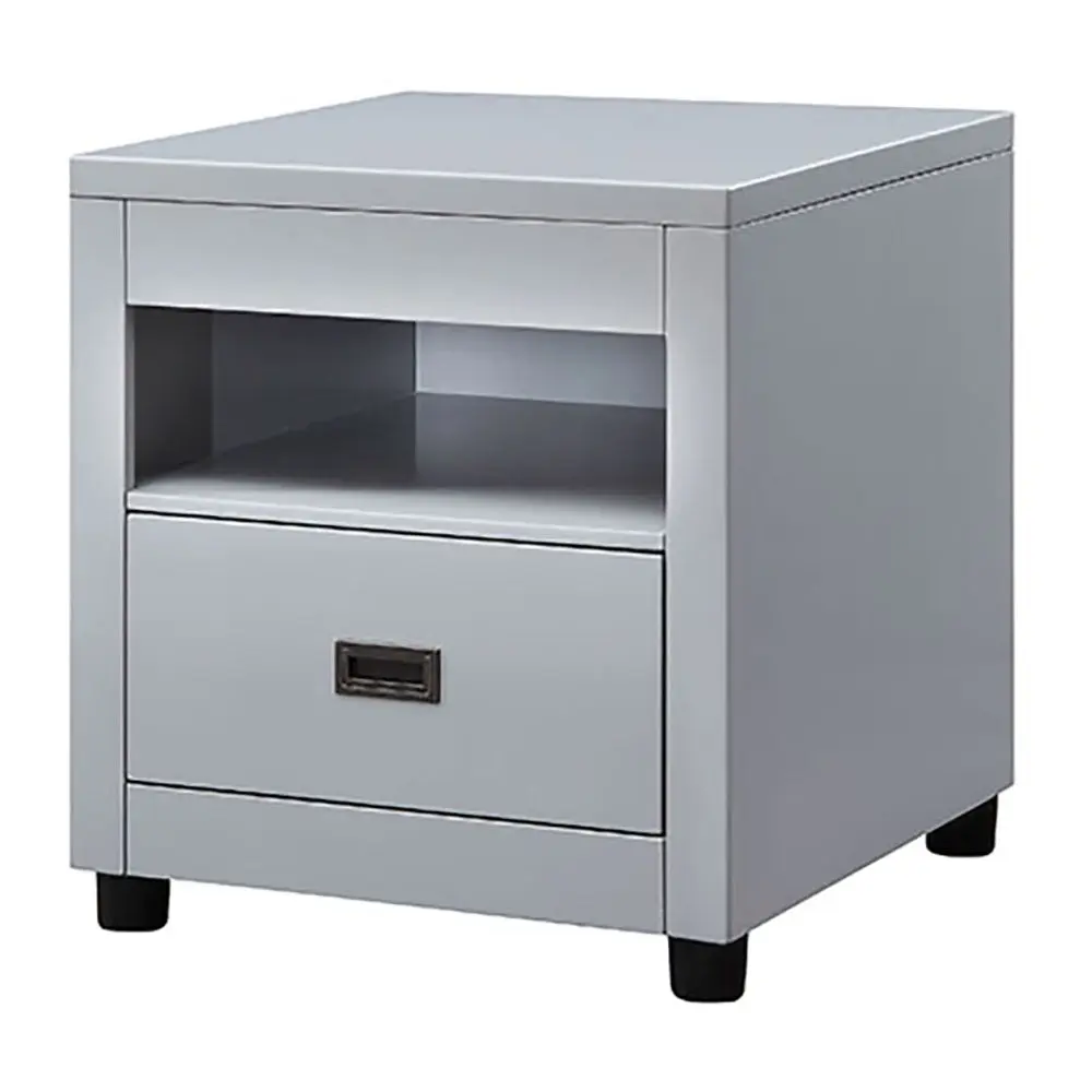 Dove Grey Storage End Table Grey Primary Living Space Poplar Drawers Rustic Design furniture max