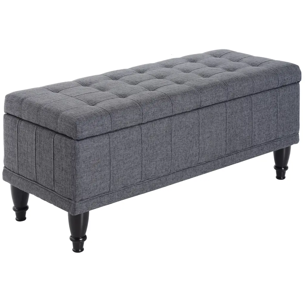 Homcom Storage Ottoman Linen Material and Button Tufted Design Living Room aosom business