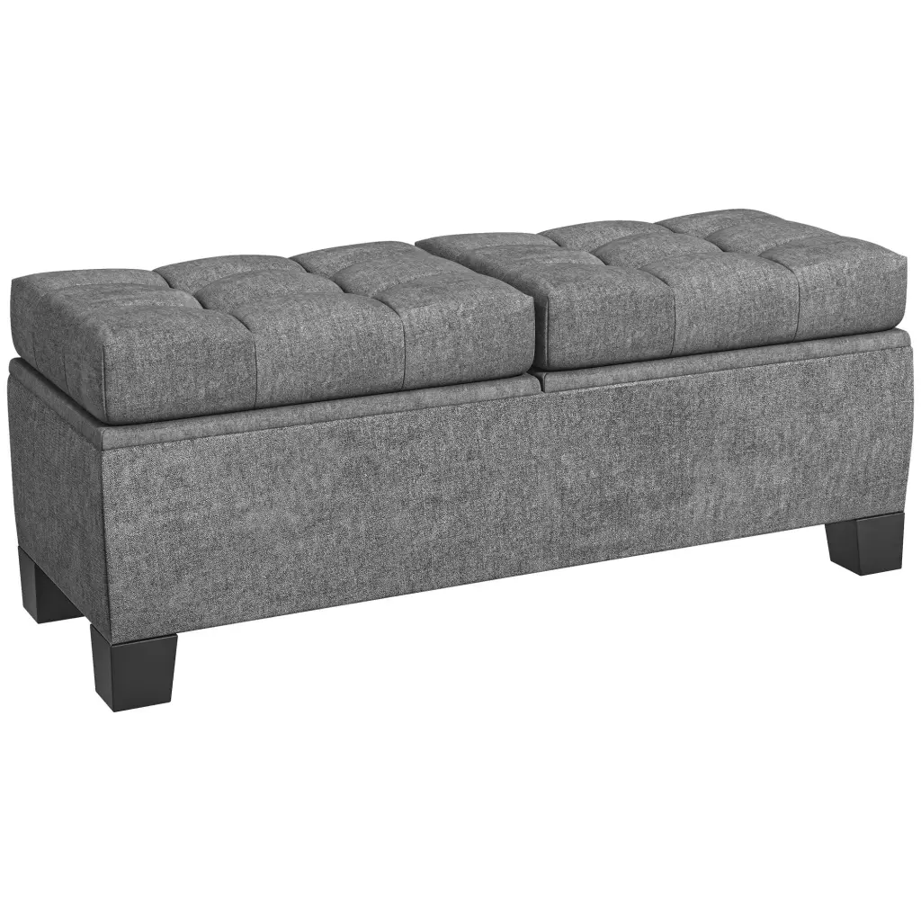 46 Inch Storage Ottoman Bench Upholstered End Bed Bench Steel Frame aosom business
