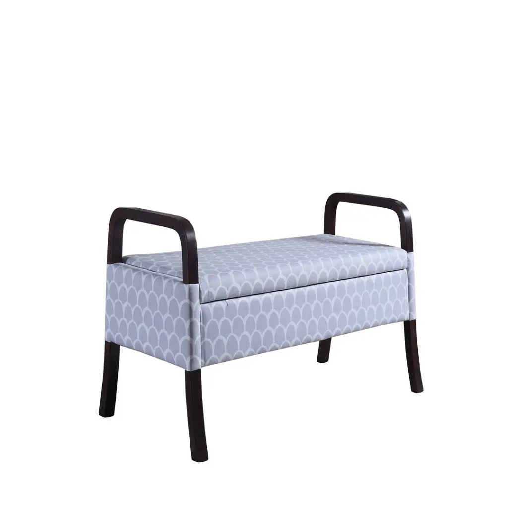 23.25" Tall Wooden Storage Seat, Sky Blue Circle Print Multicolor Wood california home