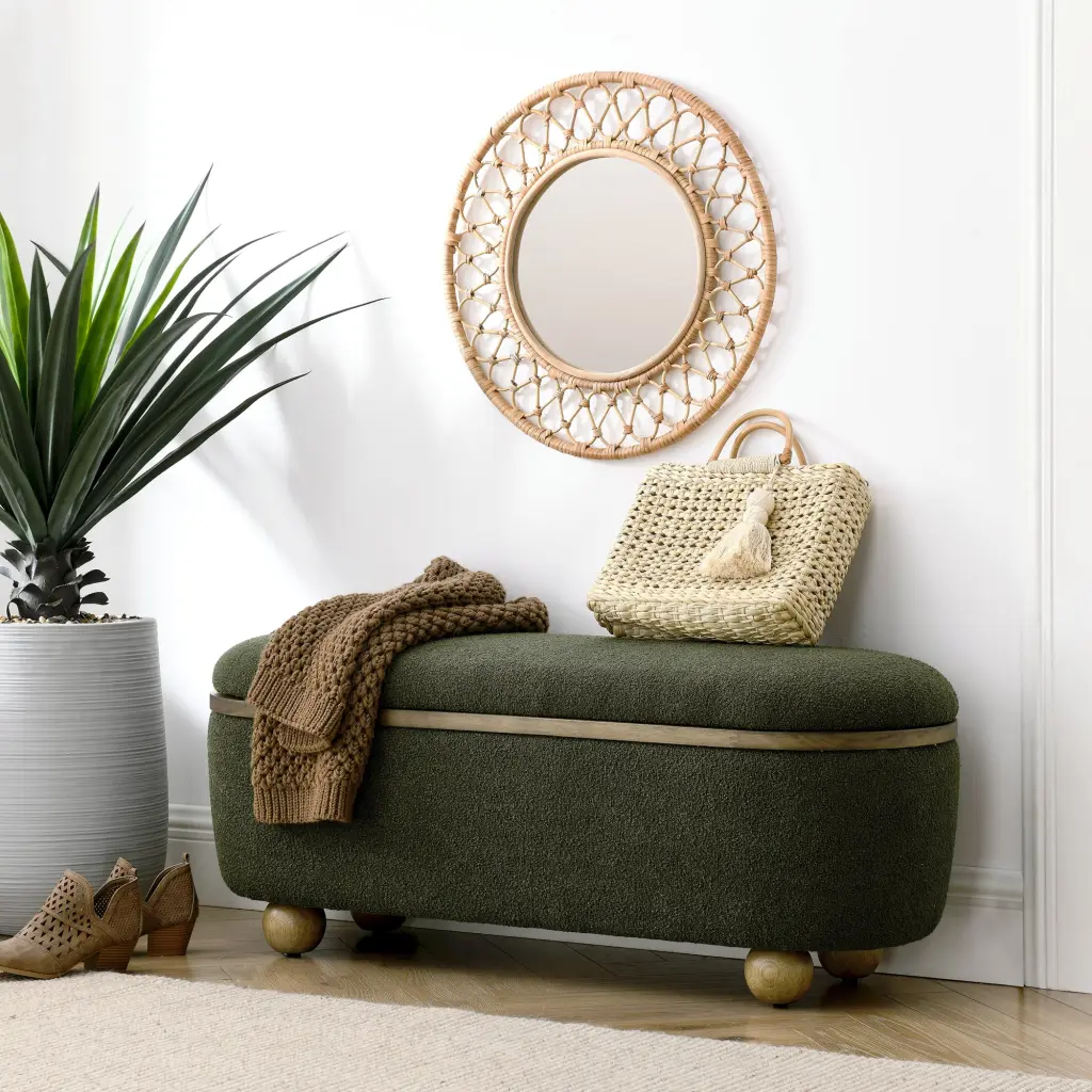 Storage Ottoman Bench Upholstered End Bed Bench Hidden Storage Compartment chuangyuan smart home