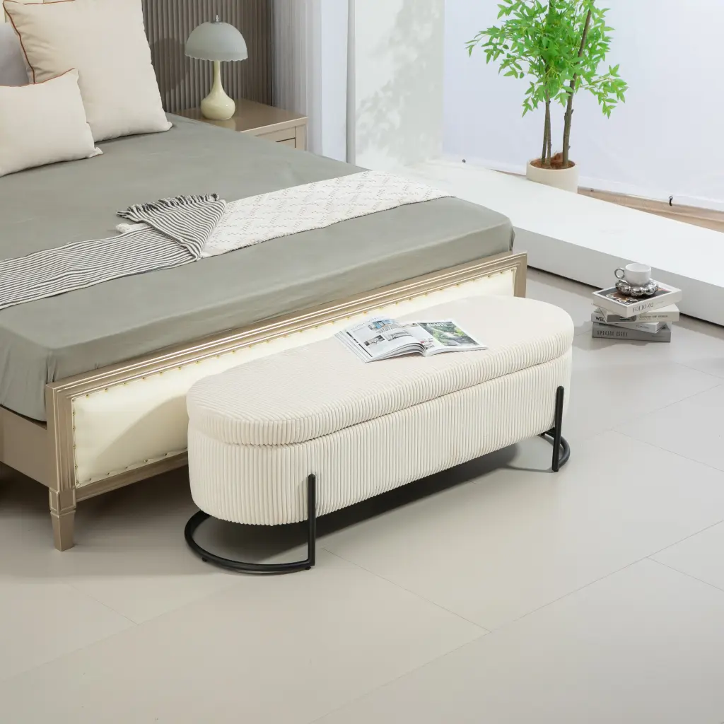 Coolmore Storage Ottoman Bedroom End Bench Upholstered Fabric Storage Seat house hold-w1588