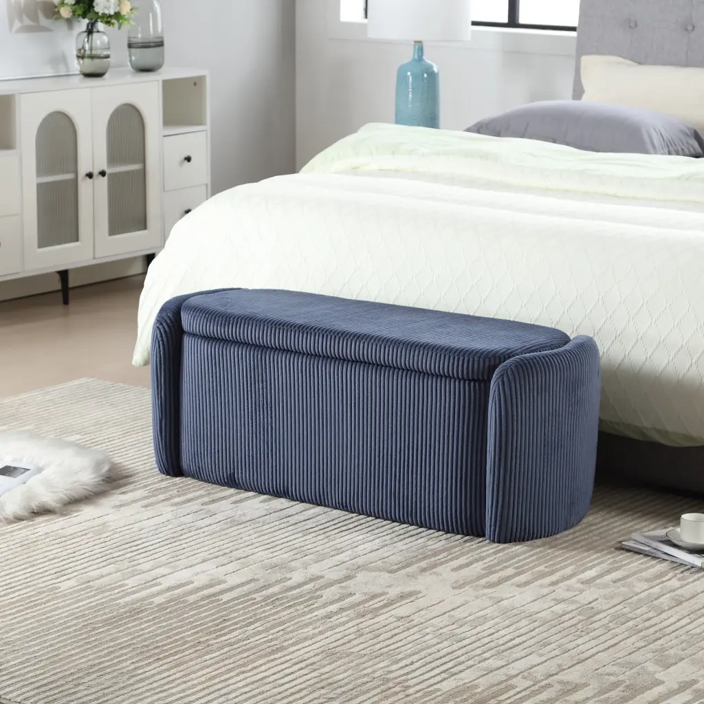 Coolmore Storage Ottoman Upholstered Fabric Bench Lift Top Bedroom house hold-w1588