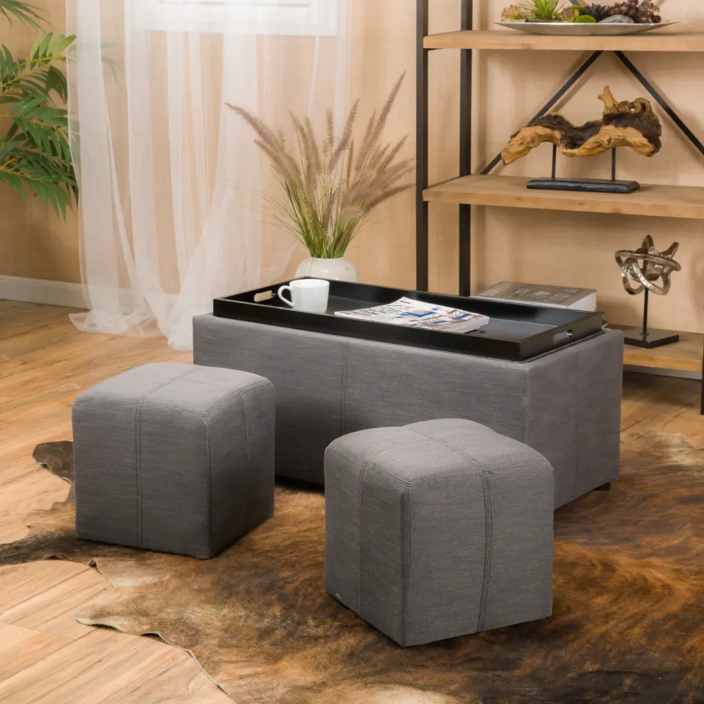 Gray Drake Ottoman Durable Material nh-an