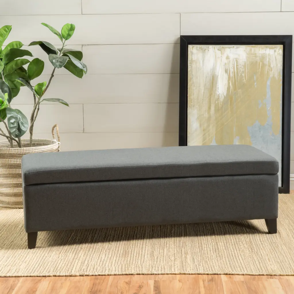 Hartford Storage Ottoman Dark Gray Material Living Room nh-an