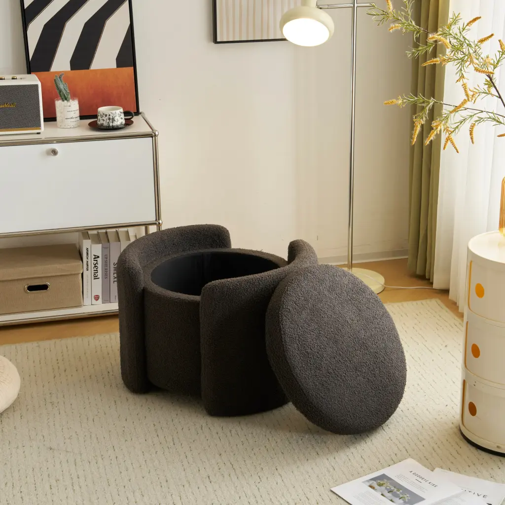 Comfortable Lamb Fleece Storage Ottoman Chic Hidden Storage Footrest nh-comfortcove