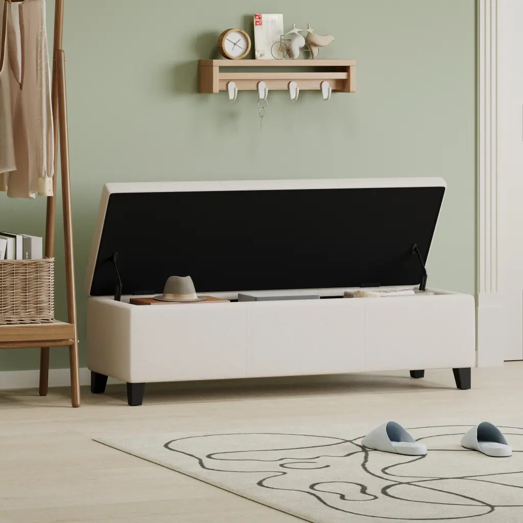 Glouster Storage Ottoman V2 White Material Multi Functional Footrest nh-perfect home