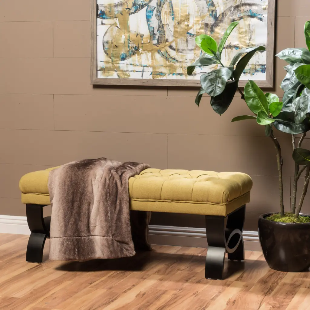 Hilton Ottoman Yellow Upholstered Storage Bench nh-purenest