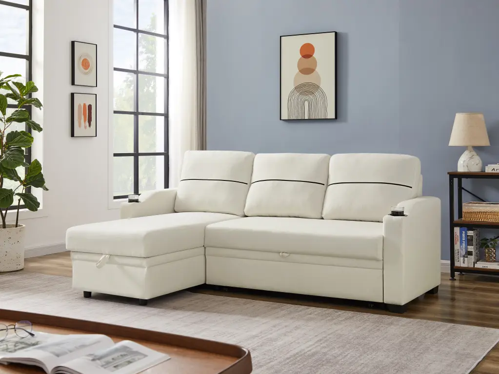 9191 Beige Broaching Storage Sofa Beige Linen hao xiang store