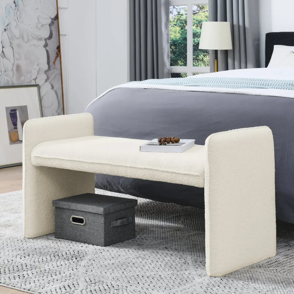 Bedroom Storage Stool Linen Material Storage Stool Large Storage Space chuangyuan smart home