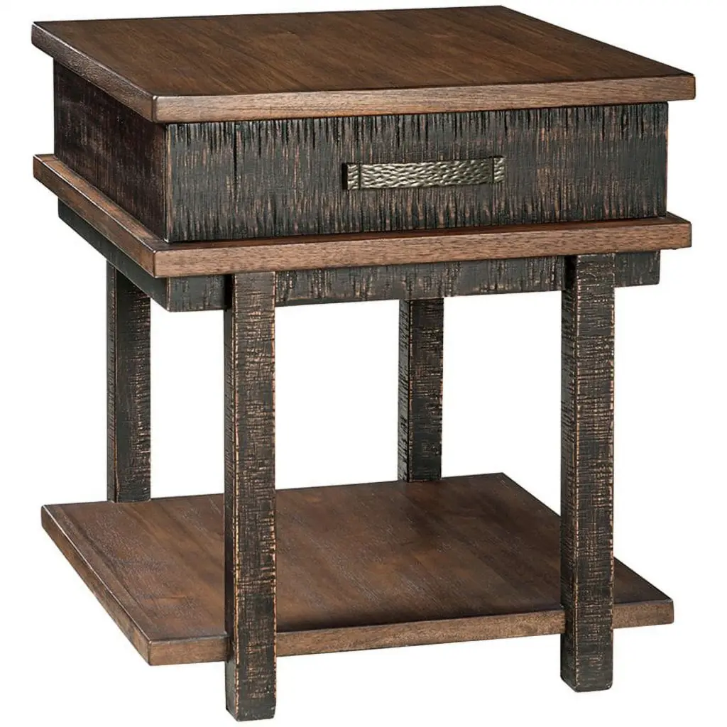 Bowery Hill 1 Drawer End Table Black and Brown - Compact Storage Side Table