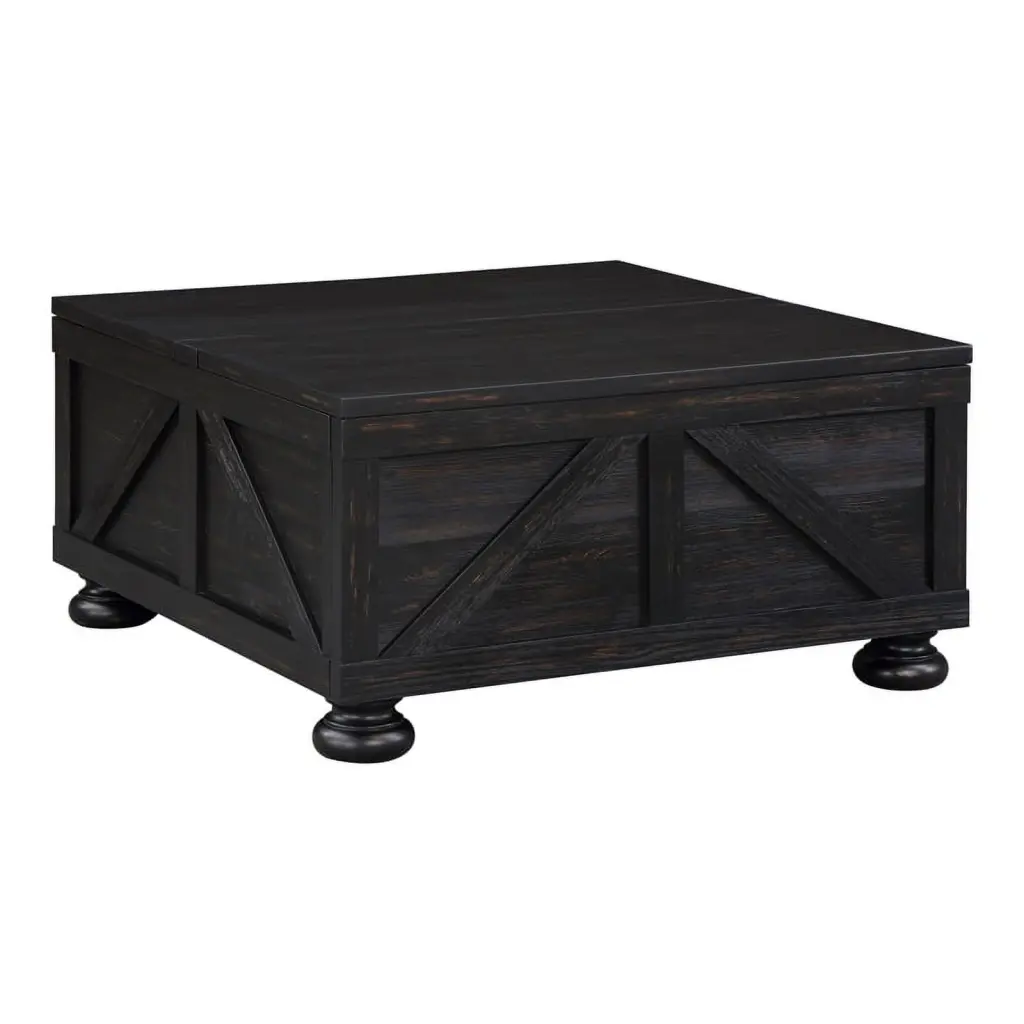 Bowery Hill Modern Wood Hidden Storage Coffee Table Black