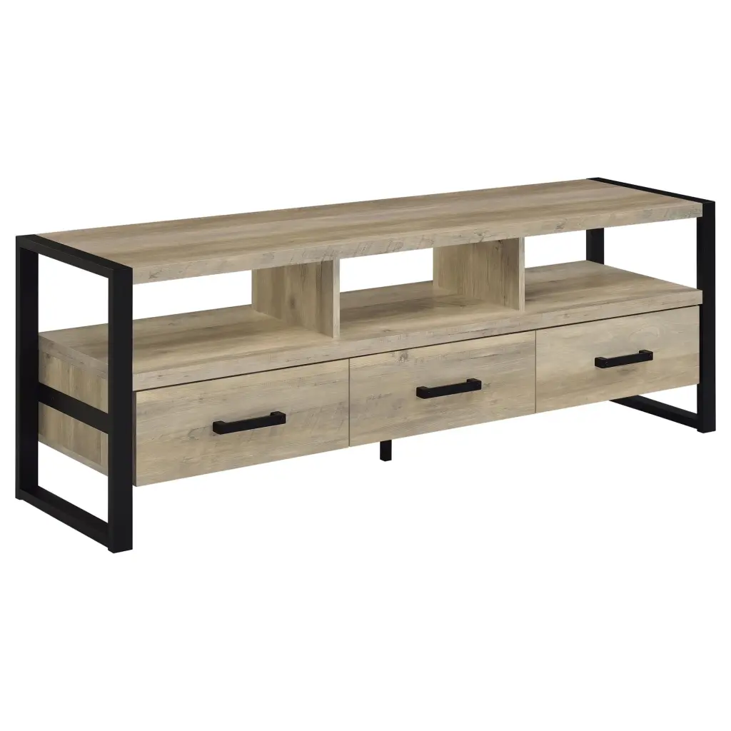 James 3-Drawer Composite Wood 60 Inch TV Stand Antique Pine Finish Coaster Company