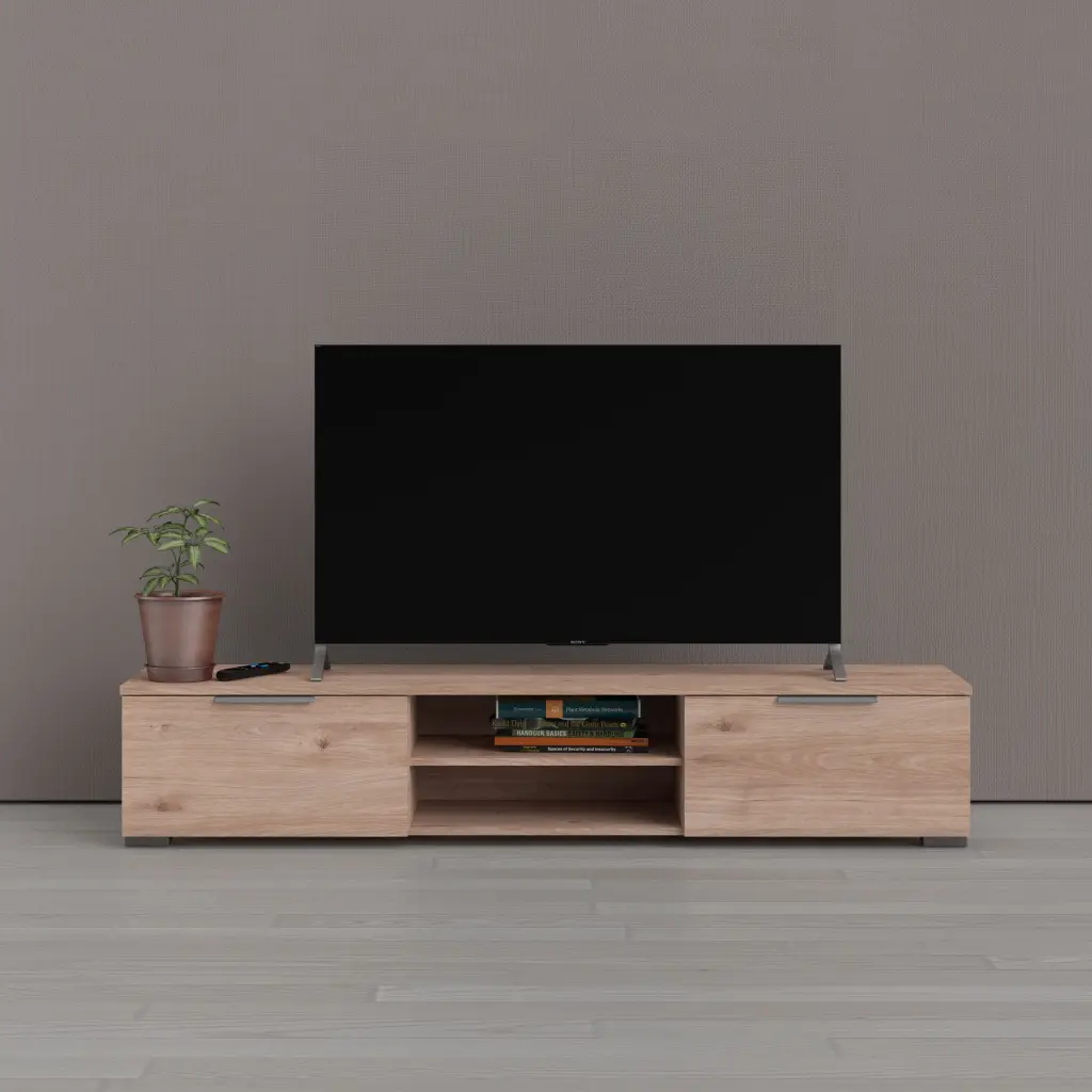 Match 2 Drawer 2 Shelf TV Stand Jackson Hickory Finish Living Room Tvilum