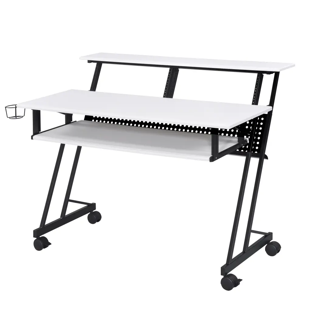 White and Black Music Recording Studio Desk Metal Base furniture max