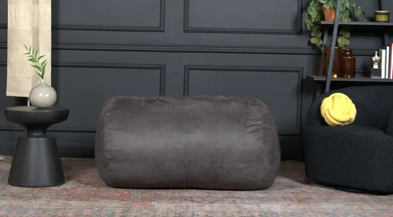 Michael 4 Foot Cylindrical Suede Bean Bag Charcoal - Comfortable Seating bazar