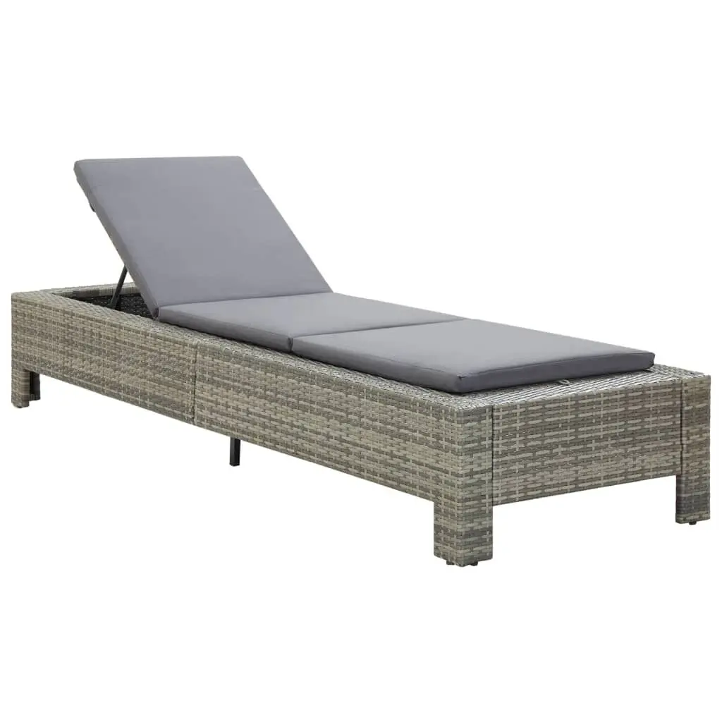 Sunbed Cushion Gray Poly Rattan Outdoor Lounge Furniture