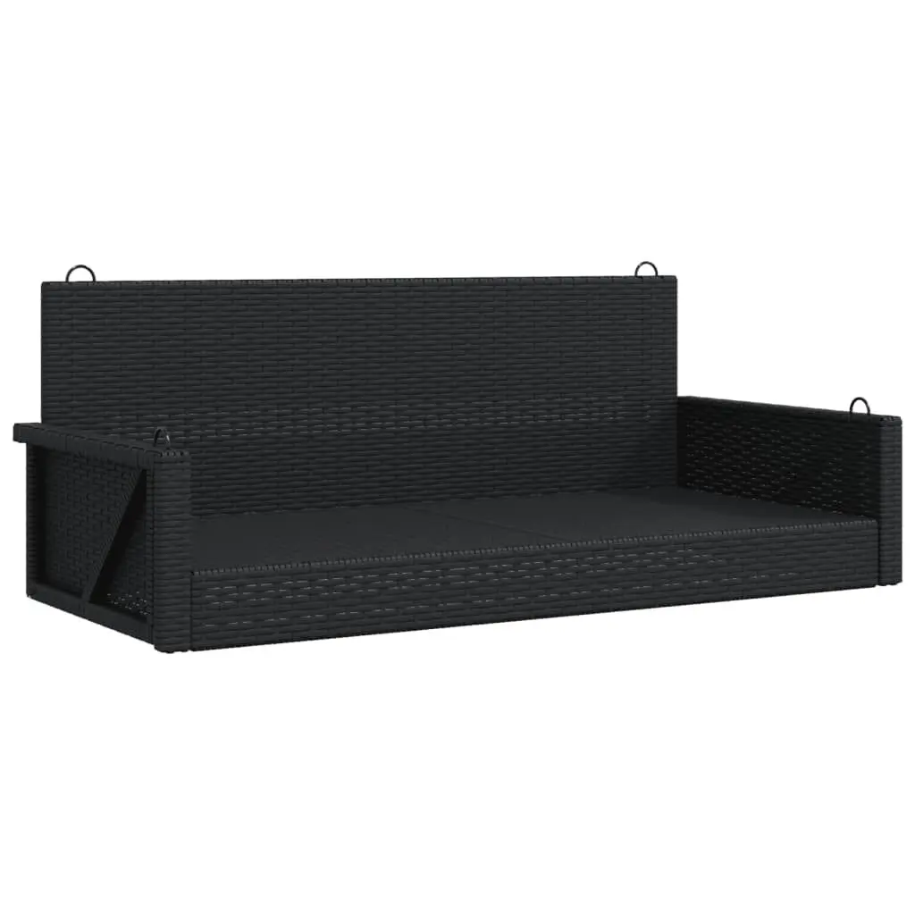 46.9x22x18.9 Inch Black Poly Rattan Swing Bench