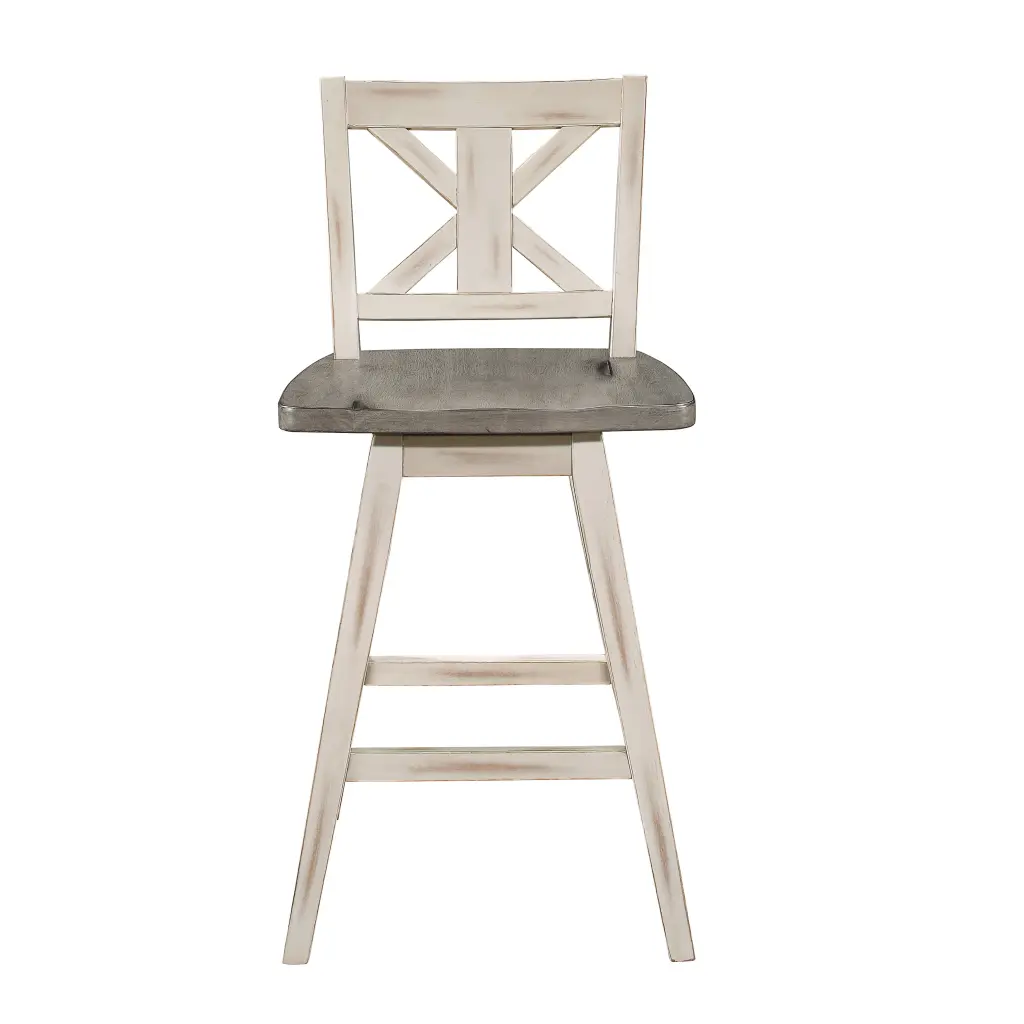 Counter Height Chairs Set 2 White Gray 360 Degree Swivel Chair Solid Timber kanepe
