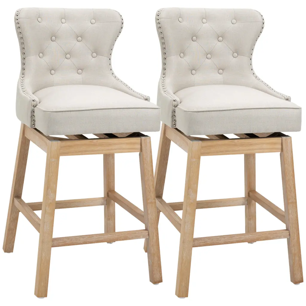 Upholstered Bar Height Bar Stools 180 Swivel Trim Pub Chairs aosom business