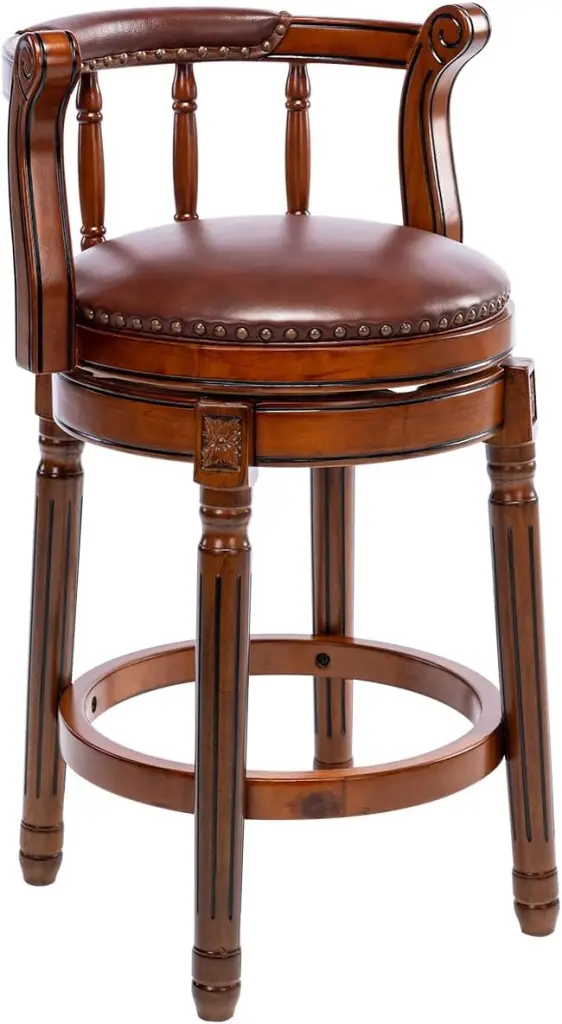 26 Inch Swivel Bar Stool Cowhide Top and 360 Degree Rotation ayulife