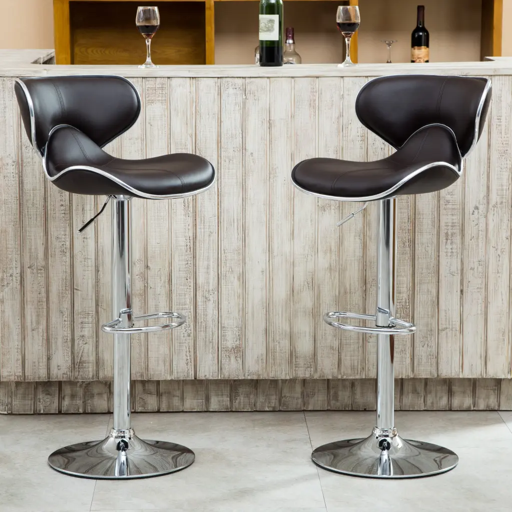 Masaccio Upholstery Airlift Adjustable Swivel Barstool Chrome Base hz