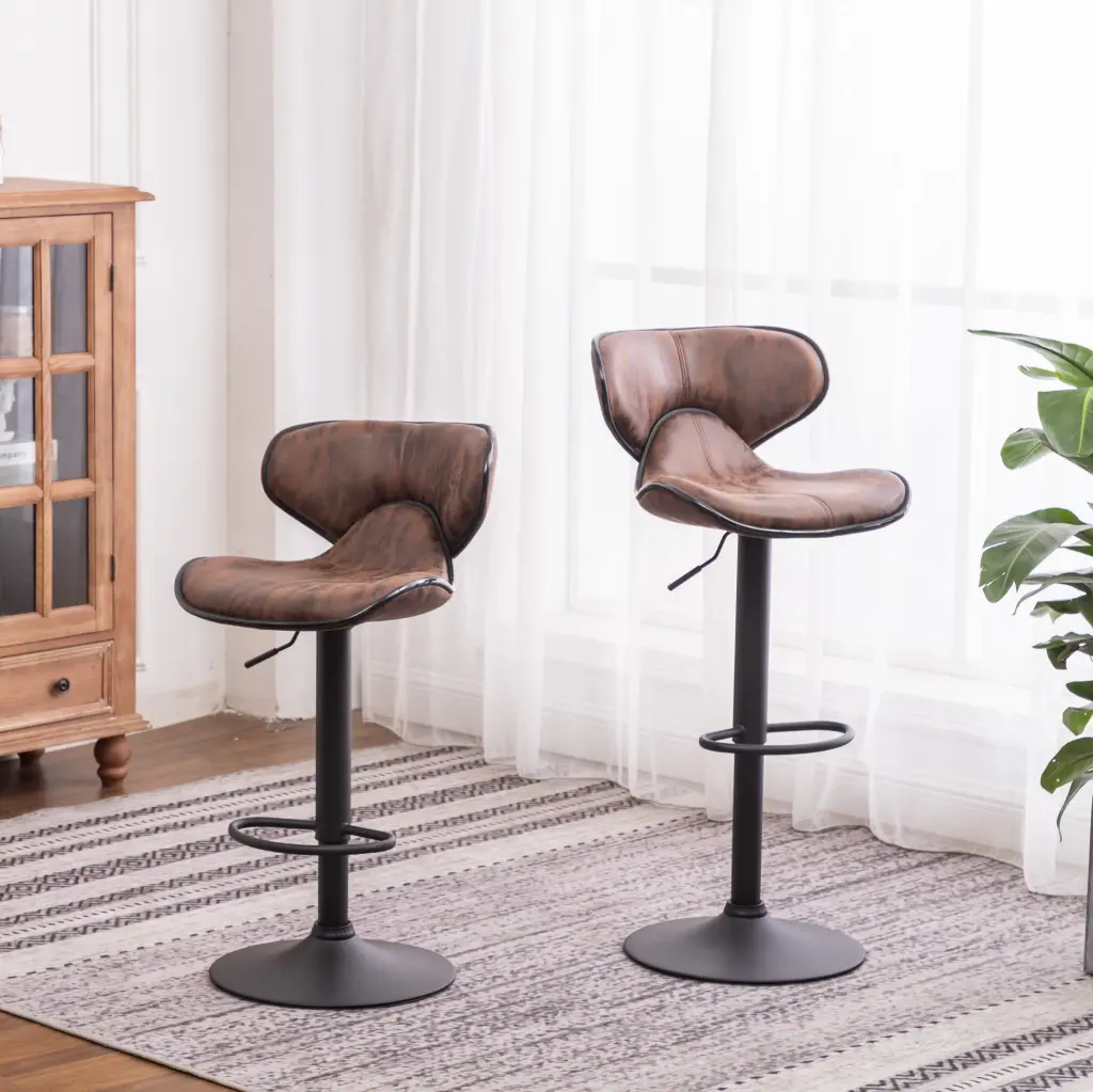 Masaccio Weathered Upholstery Airlift Customizable Swivel Barstool Adjustable Height hz