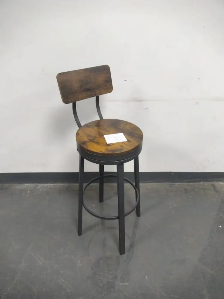 Swivel Bar Stool Set 2 Backrest Industrial Metal Frame jhx