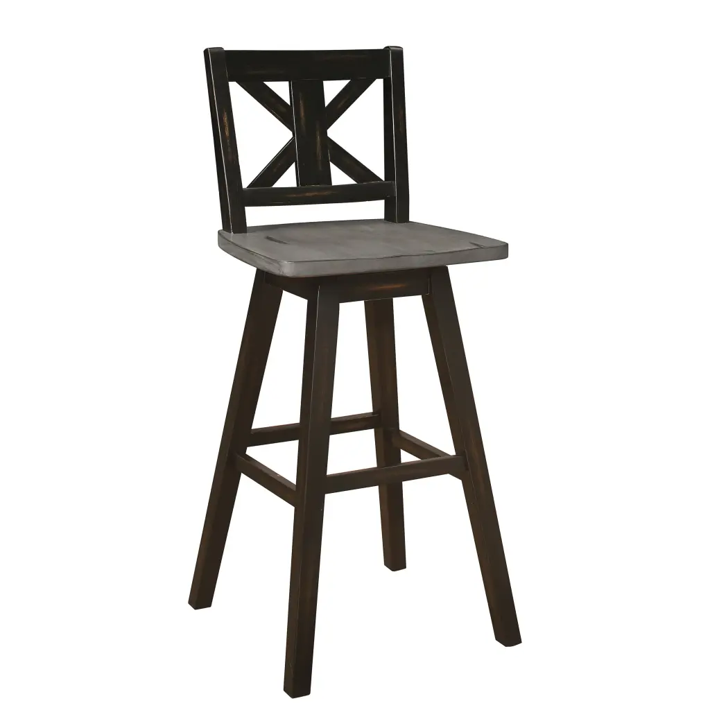 Pub Height Chairs Set 2 Distressed Gray And Black 360 Degree Swivel Bar Stools kanepe